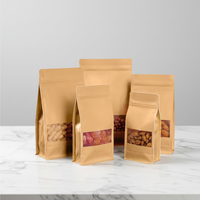 Sac d'emballage en kraft Lebei, réutilisable, biodégradable, résistant à l'humidité, pochette à fond plat avec fermeture éclair