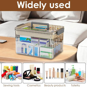 Organizador de botiquín de primeros auxilios de plástico PP multicapa transparente, tapas con asa, suministros de medicina para el hogar, caja de almacenamiento, contenedores de almacenamiento de rejilla, uso de bolsa - Product Image 4