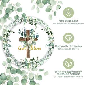 مجموعة لوازم حفلات تعميد مخصصة من الله ، مناديل ، أوعية خضراء للأوكاليبتوس ، ديكور استحمام الطفل بالتواصل الأول - Product Image 4