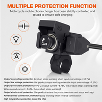 Cargador de teléfono celular de motocicleta USB dual Tipo-C un puerto USB y encendedor para motocicleta