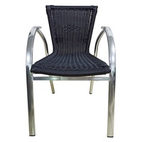 Chaise de club en rotin chaise d'apparence de cadre en métal d'accent d'osier/rotin chaise de rotin de jardin