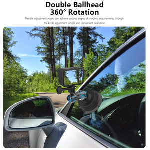 Supporto per auto con ventosa per Insta360 X5 X3 <span class=keywords><strong>X4</strong></span> ACE <span class=keywords><strong>PRO</strong></span> 2 e GoPro Hero 13, supporto per parabrezza veicolo 360 °   Supporto Auto Girevole per Smartphone - Product Image 2