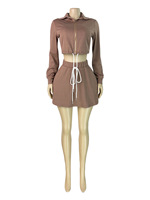 Ensemble jupe et veste courte zippée 2 pièces pour femme, collection automne, style décontracté Y2K