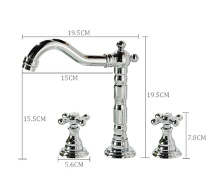 Robinet de lavabo vintage français rétro à 3 trous en laiton poli avec cartouche céramique, à double poignée, pour salle de bain, chambre et lavabo. - Product Image 4