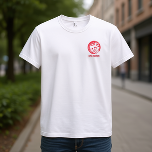 เสื้อยืดสีขาวฟูมา เธอร์แมน ดีไซน์โลโก้สีแดง เสื้อผ้าส่งเสริมการขาย - Product Image 3