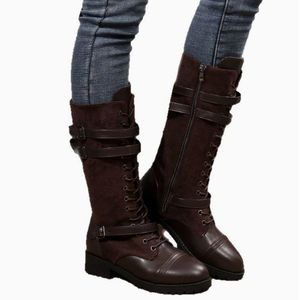 Bottines pour femmes grandes tailles, nouvelle collection automne-hiver, style européen, bout rond, boucle de ceinture en cuir, talon carré - Product Image 2