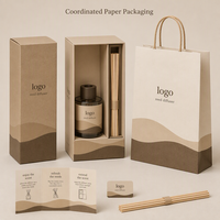 Kotak Hadiah Kaku dengan Tutup dan Alas, Kertas Cetak Dua Warna, Pembungkus Halus dari Papan Abu-abu 1,5 mm, Sisipan Kertas, untuk Presentasi Reed Diffuser Logo Kustom