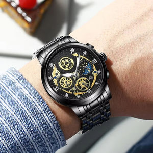 นาฬิกาข้อมือผู้ชาย BINBOND 4010 สแตนเลส สไตล์การ์ตูน เรียบง่าย แฟชั่นลำลอง เรืองแสง กันน้ำ 3BAR สำหรับผู้ชาย แสดงวันที่ ระบบควอตซ์ - Product Image 3