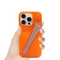 Coque de téléphone en silicone avec support à rouge à lèvres, support de bureau flexible, protection intégrale