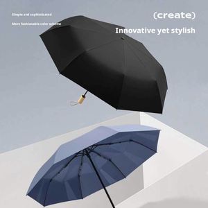 Parapluie d'affaires pliable à trois volets sans pliage avec poignée en bois, impression de logo OEM, cadeau publicitaire - Product Image 2