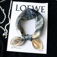 Foulard carré en soie 53*53cm pour femme, imprimé ballerine abstraite style peinture à l'huile, motif danseuse artistique vintage, en satin, pour le cou et la tête, thème ballet et danse