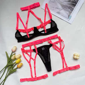 Lingerie sexy pour femme mature, style <span class=keywords><strong>japonais</strong></span>, bicolore, à bretelles, ajourée - Product Image 6