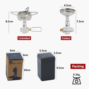 Petit réchaud à gaz de <span class=keywords><strong>camping</strong></span> en acier léger avec allumage piézoélectrique, brûleur pliable <span class=keywords><strong>portable</strong></span> pour la randonnée, le trekking et les pique-niques - Product Image 6