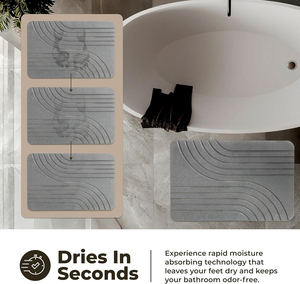 Alfombrilla de Baño de Piedra con Logotipo Personalizado, Antideslizante, de Secado Rápido, Alfombrilla de Baño Geométrica Tallada en Piedra de Diatomeas - Product Image 3