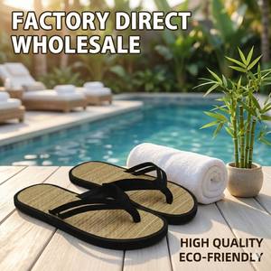 Sandalias de Bambú Ecológicas al por Mayor, Chanclas de Paja Tejida Natural, Antideslizantes, para Verano, Hotel, Spa, con Logotipo Personalizado - Product Image 1