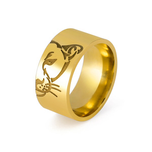 Aço inoxidável Cor do ouro Anéis de dedo para homens Mulheres Cool <span class=keywords><strong>Lion</strong></span> Head Ring Punk Animais Casal Moda Jóias Gift Accessories - Product Image 1