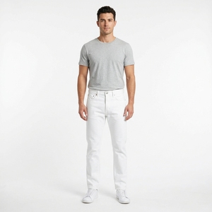 Jean en denim blanc pour homme, coupe droite, taille haute, en coton, décontracté, écologique et imperméable – Nouvelle tendance 2026 de qualité supérieure - Product Image 1