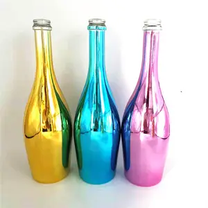 电镀酒瓶750毫升花式空金画香槟瓶玻璃