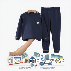 Vêtements thermiques et vêtements d'intérieur pour enfants, automne et hiver, tissu en laine peignée Spandex/Polyester décontracté - Product Image 2