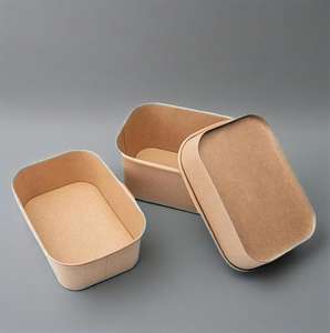 Tazón rectangular de ensalada de kraft para llevar, desechable, de calidad alimentaria, con impresión de logotipo personalizado al por mayor - Product Image 5