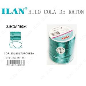 Cordoncino a coda di topo ILAN 2,5 cm x 50 m colore turchese per artigianato e cucito - Product Image 1