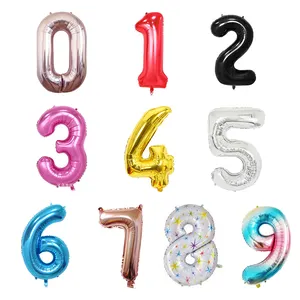 40 inch Number 0123456789 Foil balloon Red Black Blue Pink Gold Silver Color helium ballons birthday party decoration