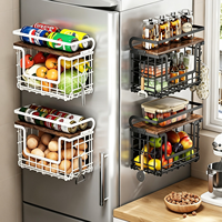 Étagère de rangement magnétique pour réfrigérateur sans perçage, panier de rangement mural pour cuisine, épices, chambre et vêtements