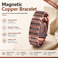 Joyería Magnética de Cobre Puro, Joyería de Terapia Magnética, Brazalete de Cadena de Doble Hilera en Bronce Antiguo para Marcas Personalizadas al por Mayor