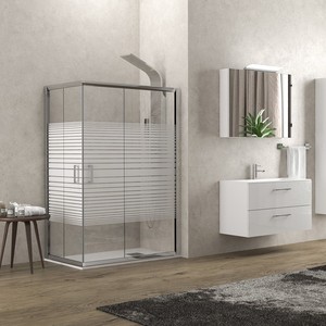 Kamalu Modelo K410 120x70 Cabina de ducha deslizante plegable con serigrafía 180cm de alto 6mm de espesor Marco de vidrio Inoxidable para dormitorio - Product Image 2