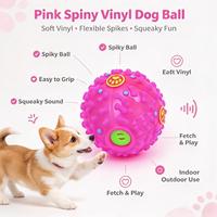 Jouet pour chien en vinyle rose à picots, jouet interactif qui couine pour mâcher, pour chiens de petite et moyenne taille