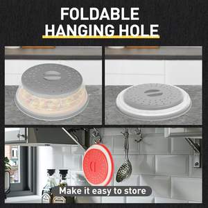 2 pak penutup percikan Microwave lipat, tutup Microwave dengan lubang kait, pelindung percikan untuk mangkuk piring - Product Image 6