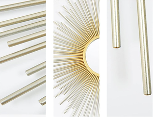 <span class=keywords><strong>Miroir</strong></span> <span class=keywords><strong>mural</strong></span> en métal doré en forme de soleil avec motif en losange, idéal pour le salon et la décoration intérieure élégante - Product Image 4