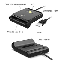 ZOWEETEK 2 en 1 lector de tarjetas USB sin contacto ISO 14443 RFID NFC lector de tarjetas escritor y contacto ISO 7816 lector de tarjetas con chip escritor