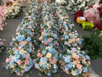Boule de fleurs artificielles de mariage de 60 cm de diamètre, couleur turquoise, avec roses et hortensias, pour décoration d'allée et de toile de fond de fête
