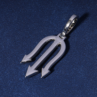 Mode hommes Hip Hop bijoux 925 argent Sterling VVS Moissanite diamant collier vente chaude glacé Trident pendentif
