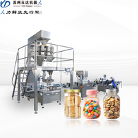Machine automatique de remplissage, de bouchage et de scellage de pots en verre à large ouverture pour aliments granulaires (popcorn, noix, riz, snacks) destinée aux usines d'emballage