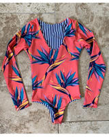 Maillot de bain une pièce sans bretelles pour femme, haute qualité, à rayures et imprimé feuilles tropicales, style hawaïen, sans couture
