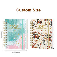 Agenda de luxe Art 2027, carnet à spirales, couverture florale, organisateur hebdomadaire et mensuel, agenda avec poche pour étudiants et bureau
