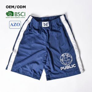 Fabricante de Ropa Premium, Pantalones Cortos Deportivos Holgados con Cinta Reflectante Personalizada para Hombre, Pantalones Cortos de Malla con Estampado y Etiqueta Tejida - Product Image 1
