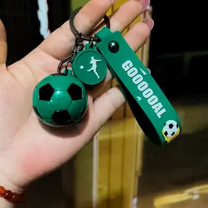 Grosir 3D sepak bola PVC tas gantungan kunci pesona aksesoris olahraga Souvenir gantungan kunci