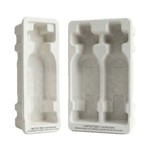 Biodegradable Sugarcane Pulp Wine Tray Food Grade Eco Friendly Bordeaux Bottle Shockproof <b>Packaging</b> - Product Image 3