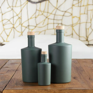 Botella de Vidrio Transparente Verde Mate y Negra para Vino, Aceite de Oliva, Vodka, Ron y Ginebra, en Todos los Tamaños: 100 ml, 375 ml, 500 ml, 750 ml, con Corcho - Product Image 2