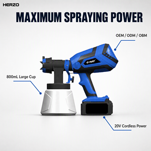 <span class=keywords><strong>Pistola</strong></span> a Spruzzo per Vernice Senza Fili HERZO, Alimentata a Batteria, Alta Pressione 20V, Airless con Serbatoio da 800mL e Ugello da 1,8mm - Product Image 2