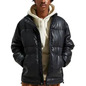 Veste en duvet de moto de qualité supérieure Veste en cuir PU pour hommes Personnaliser la conception de logo en gros - Product Image 1