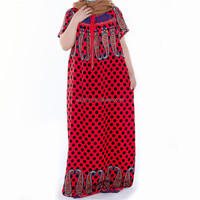 Gaun Floral Afrika Bahan Katun Jubah Abaya Dubai untuk Wanita Burga Kurti Gaun Muslim untuk Wanita Dashiki Burqa