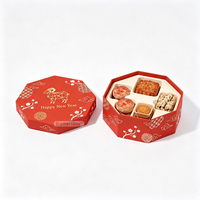 Emballage cadeau de biscuits octogonaux du Nouvel An lunaire de haute qualité, boîte rigide en deux parties de qualité alimentaire faite à la main avec insert en plastique