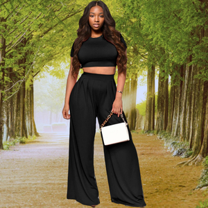 ชุดเซ็ตขายาวผ้าสเตรชระบายอากาศสีพื้นสำหรับผู้หญิงสไตล์ลำลองแฟชั่นฤดูร้อนแบบไม่มีเอว - Product Image 4