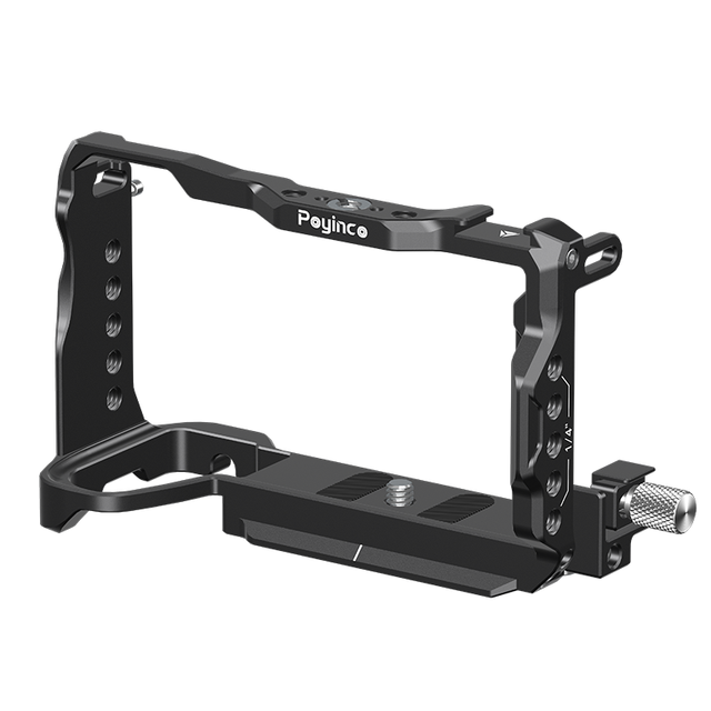 Aluminum Camera Cage for Alpha 6700 / A6700 with Cable Clamp NATO Rail Cold Shoe Mount and Arca Quick Release Plate