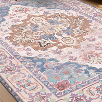 Tapis persan vintage en fausse fourrure de cachemire, à poils ras, fin, doux, de luxe léger, style marbre moderne, abstrait, grand format