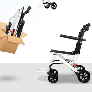 Sedia a rotelle manuale leggera portatile in lega di alluminio approvata dalla compagnia aerea per disabili - Product Image 4